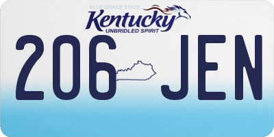 KY license plate 206JEN