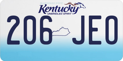 KY license plate 206JEO