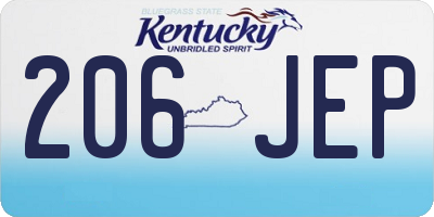 KY license plate 206JEP