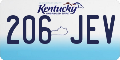 KY license plate 206JEV