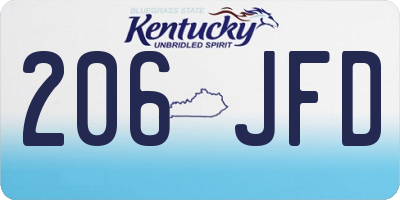 KY license plate 206JFD