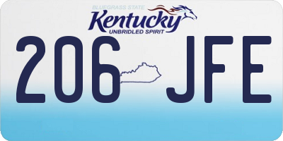 KY license plate 206JFE