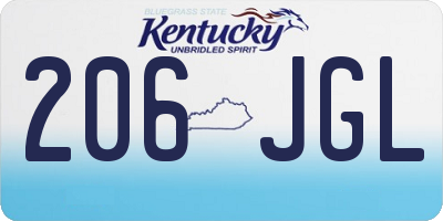 KY license plate 206JGL