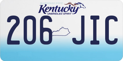 KY license plate 206JIC