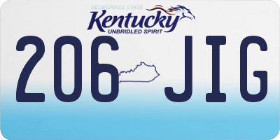 KY license plate 206JIG