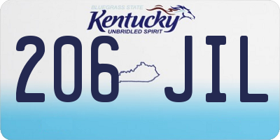 KY license plate 206JIL