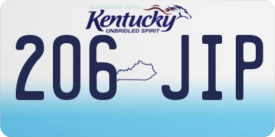 KY license plate 206JIP