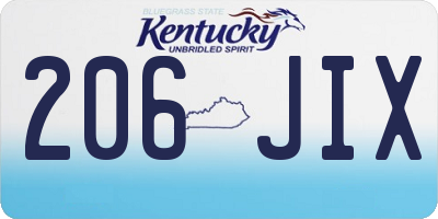 KY license plate 206JIX