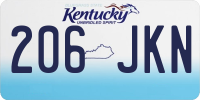 KY license plate 206JKN