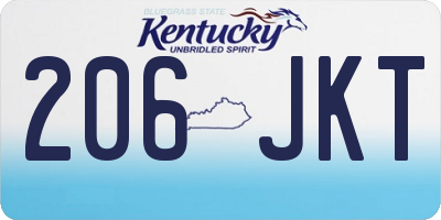 KY license plate 206JKT