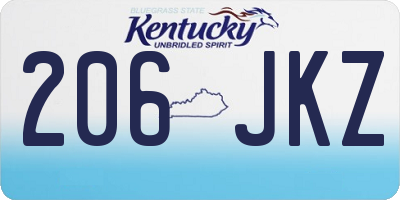 KY license plate 206JKZ