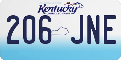 KY license plate 206JNE