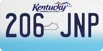 KY license plate 206JNP