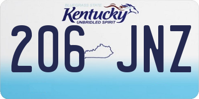 KY license plate 206JNZ