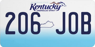 KY license plate 206JOB