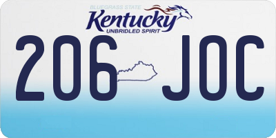 KY license plate 206JOC