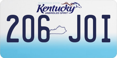 KY license plate 206JOI