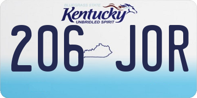 KY license plate 206JOR