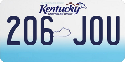 KY license plate 206JOU