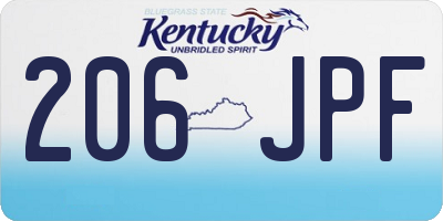 KY license plate 206JPF