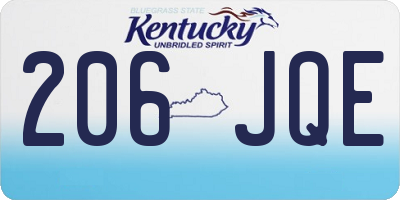 KY license plate 206JQE