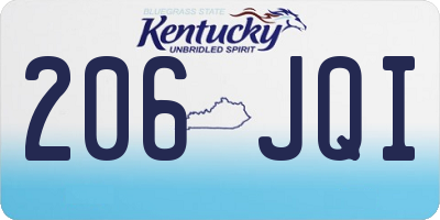 KY license plate 206JQI