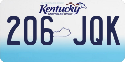 KY license plate 206JQK