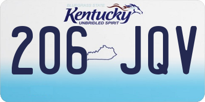 KY license plate 206JQV