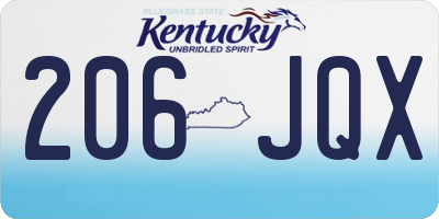 KY license plate 206JQX