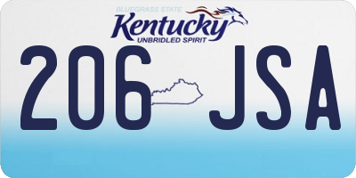 KY license plate 206JSA