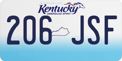 KY license plate 206JSF