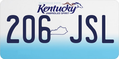 KY license plate 206JSL