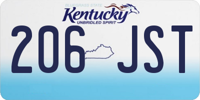 KY license plate 206JST