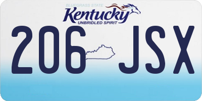 KY license plate 206JSX