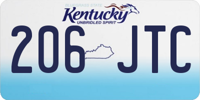 KY license plate 206JTC