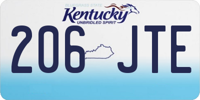 KY license plate 206JTE