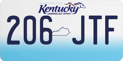 KY license plate 206JTF
