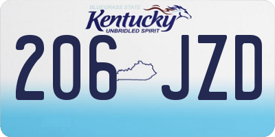 KY license plate 206JZD