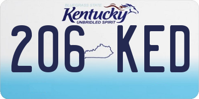 KY license plate 206KED
