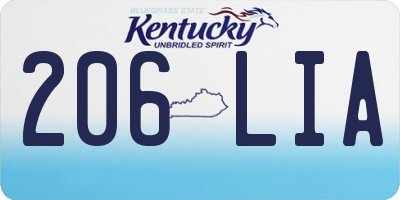 KY license plate 206LIA