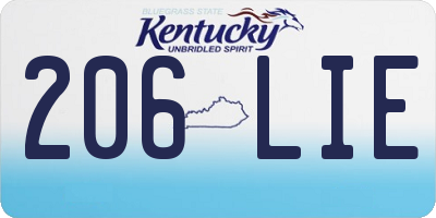KY license plate 206LIE