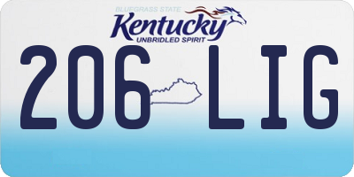 KY license plate 206LIG