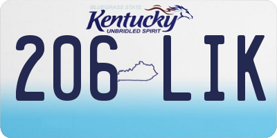 KY license plate 206LIK