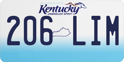 KY license plate 206LIM