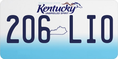KY license plate 206LIO