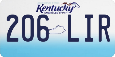 KY license plate 206LIR