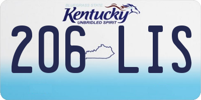 KY license plate 206LIS