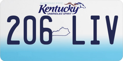 KY license plate 206LIV