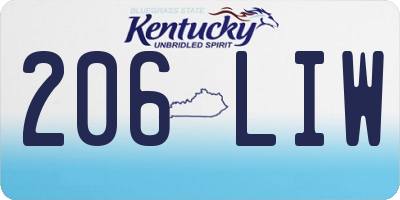 KY license plate 206LIW