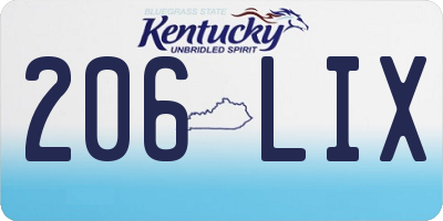 KY license plate 206LIX